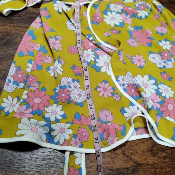 Modcloth Festival Flowers Daytime Dapper Dandelion Floral Print 60s Wrap Dress M - Picture 9 of 10